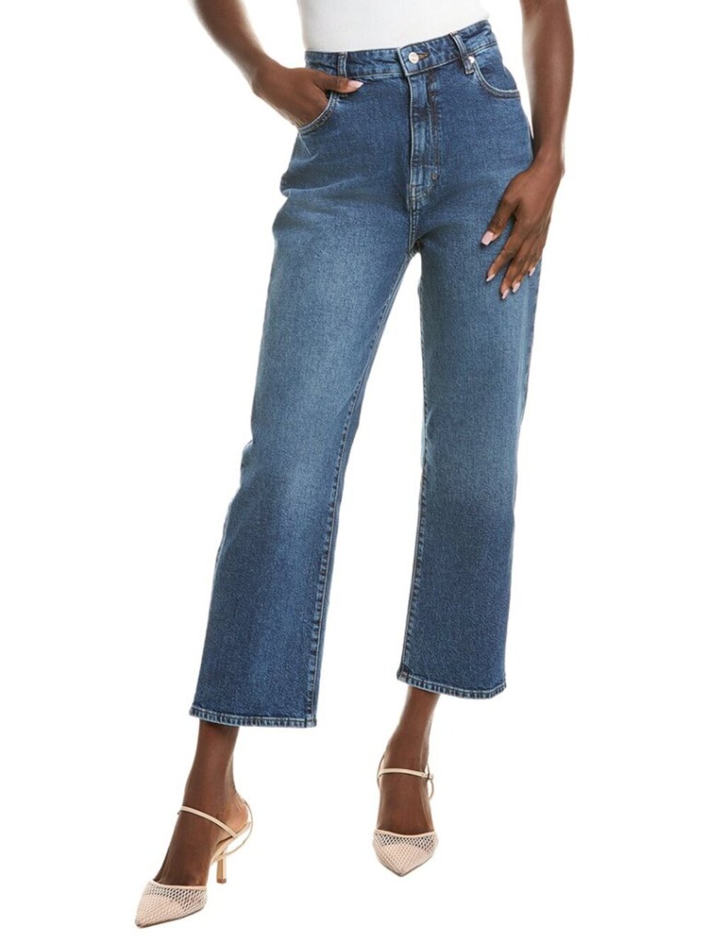 NWT Frame The Ruler Crop Jeans High Rise Straight Rival Mid Wash Sz 26